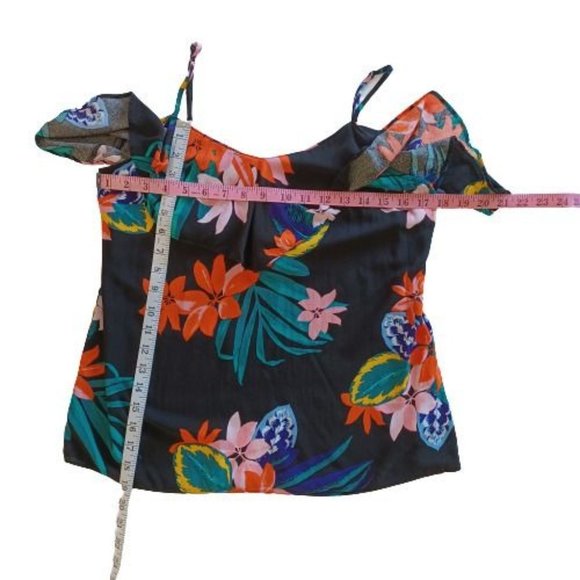 Old Navy Women's Shoulder Off Overlay Blouse Floral Size S Spaghetti Straps - Picture 9 of 9